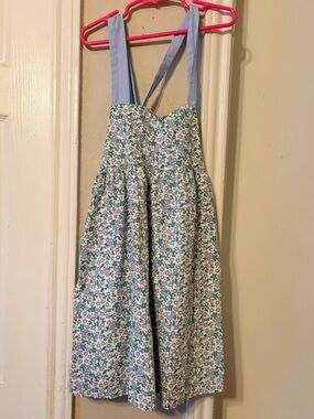 Classic Whimsy Girls' Floral Petunias Dress with Light Blue Straps